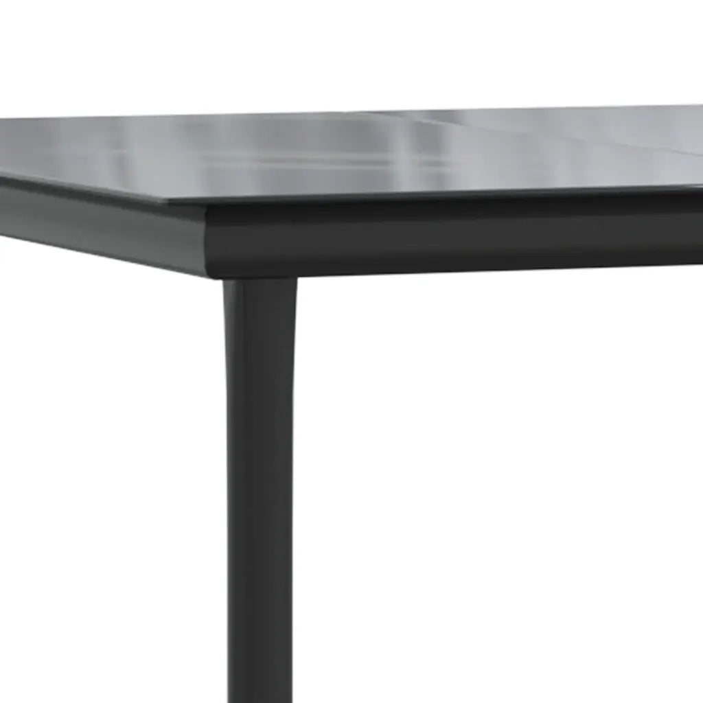 Set Mobili da Pranzo per Giardino 5 pz Nero Polyrattan Vetro 3334439