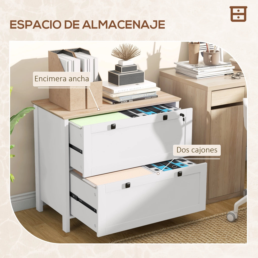Cassettiera con 2 cassetti e appendiabiti ¨C Minimal ¨C 79x40x72 cm bianco e rovere
