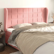 Testiera ad Orecchio-Testata con Orecchie Rosa 203x23x118/128 cm in Velluto 256956