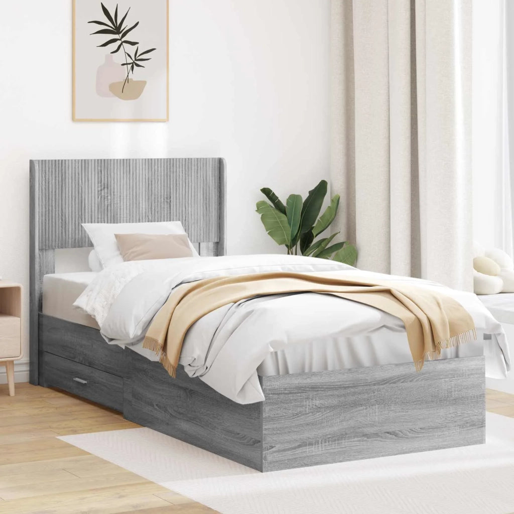Struttura del letto con stoccaggio e testata Sonoma grigio 3414520