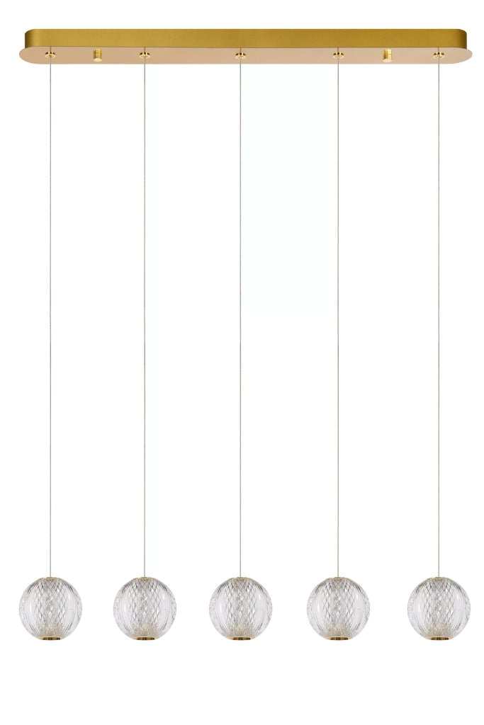 Lampada a sospensione Cintra sfere acrilico oro LED 21W Lucide