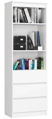 Libreria AKORD R60 Bianco 60 cm 3 cassetti 60x35x180 cm
