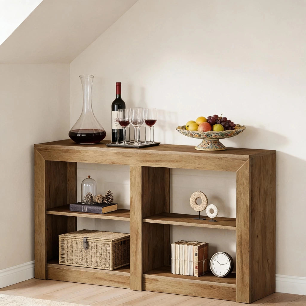 CONSOLE 150x35x85 cm a 3 livelli in MDF marrone