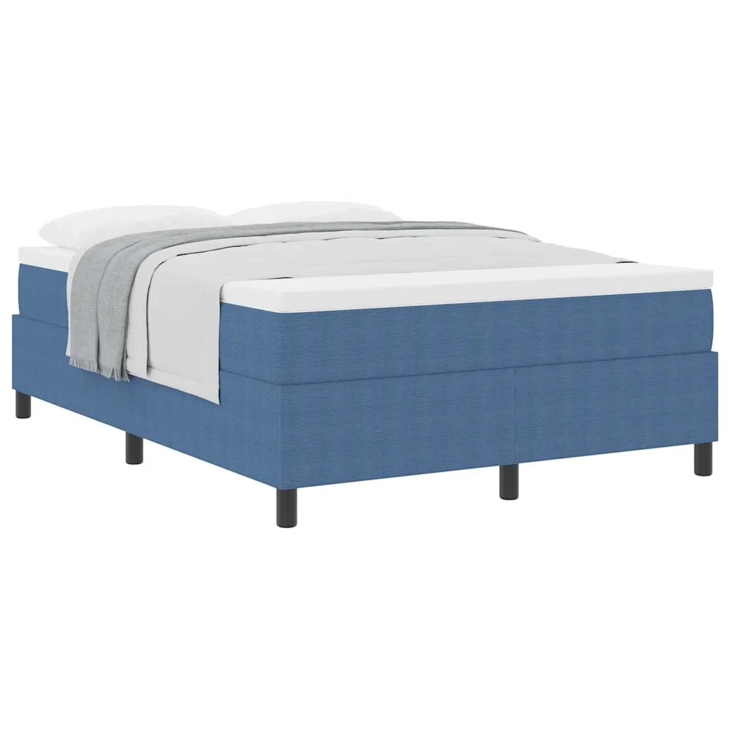 Letto a molle Blu e Bianco 160 x 200 cm Tessuto in Cords 3337475