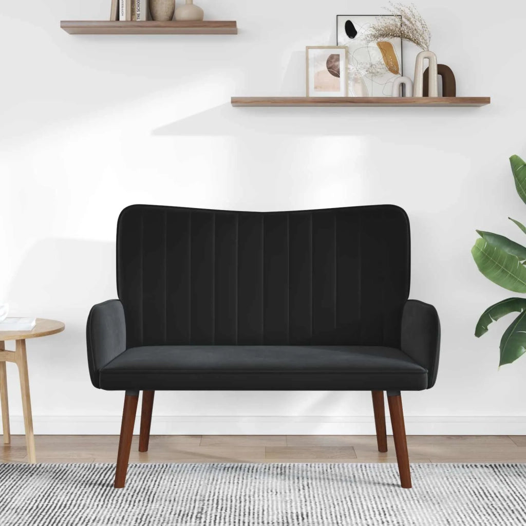 Divano | Divano da soggiorno | Sofa a Due Posti Nero 115 x 61 x 87 cm Velluto