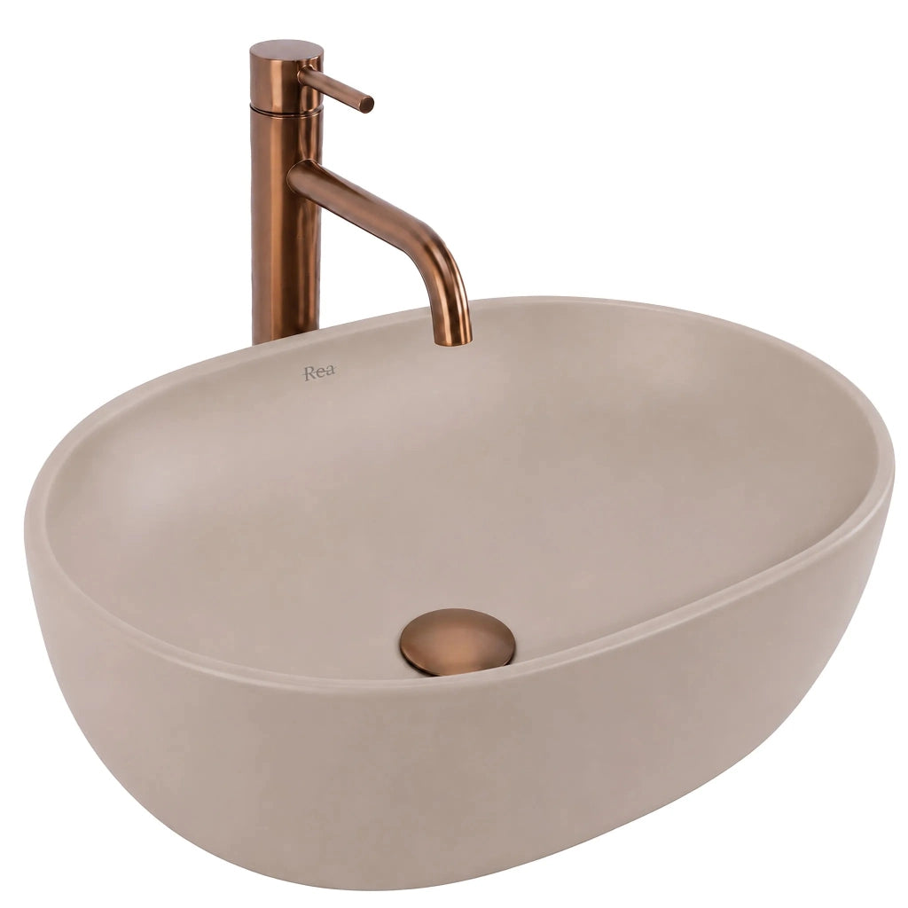 Lavabo Da Appoggio Rea Focus Taupe