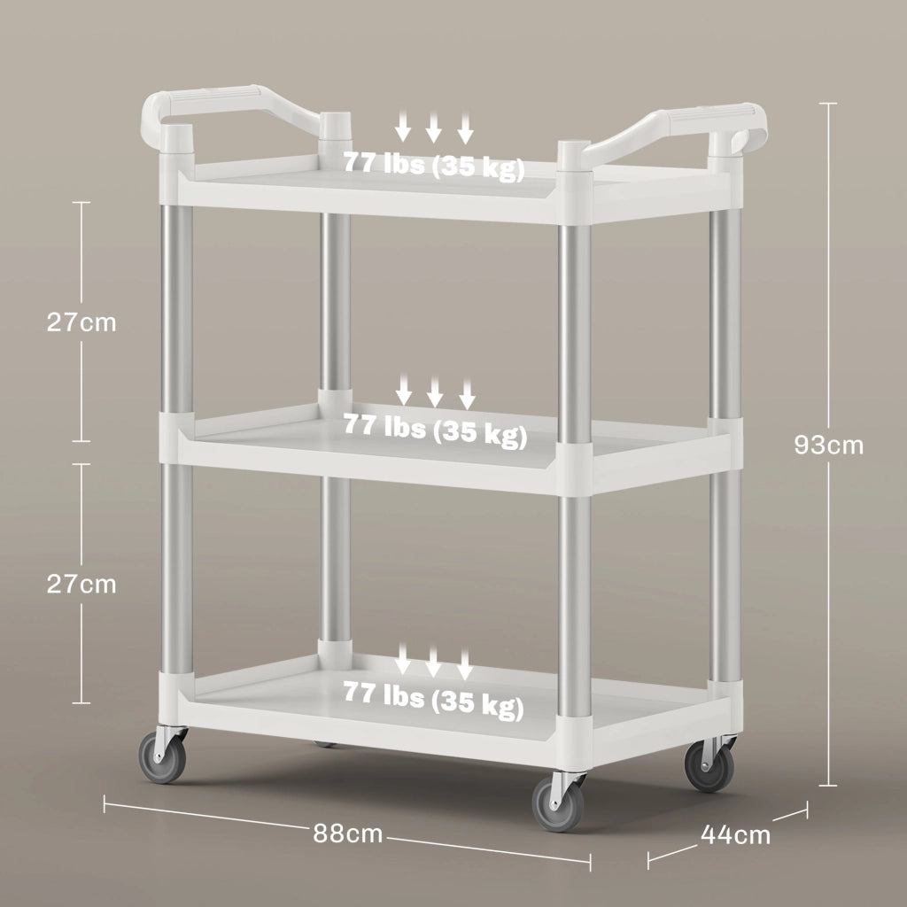 Carrello da Cucina a 3 Livelli ¨C Minimal ¨C Bianco 88x44x93 cm