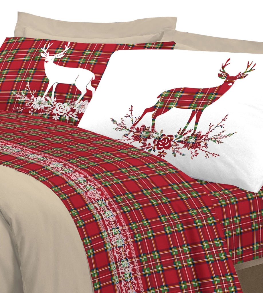 Completo letto 100% cotone Linea Cervo Singolo - Rosso
