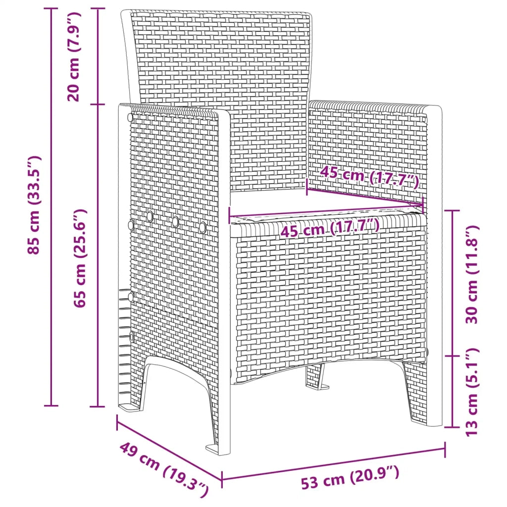 Sedia da Giardino 4 pcs Antracite 53 x 49 x 85 cm Polipropilene