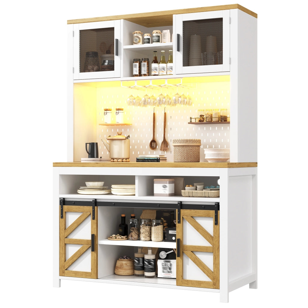 Mobile Multiuso con LED e USB ¨C MINIMAL ¨C Bianco, Ripiani, Grande Stoccaggio