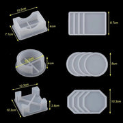 Mallen in Silicone 15 pezzi - Ronde/Vierkante/Achthoekige Mallen - Per Hars Epoxy - Translucidi - Silicone di Alta Qualità - Materiali Sicuri - Mallen per Resine Epoxy