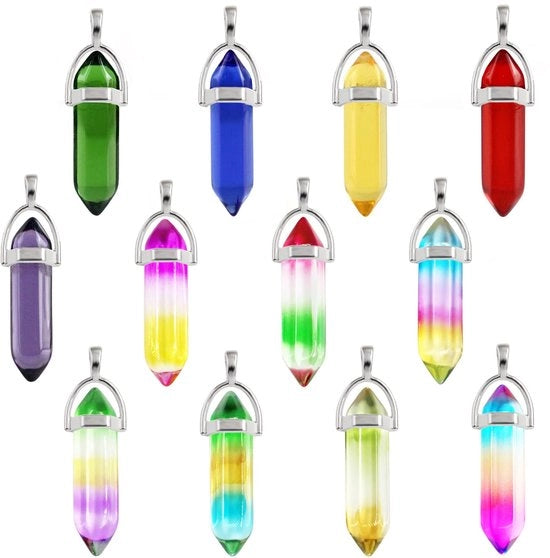 12 Pezzi di Pendenti a Forma di Sesto - Pietra Naturale - Pietra Curativa - Creazione di Gioielli - Catene DIY - Pendenti per Chiavi