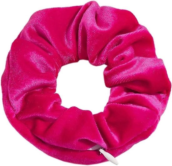 Set di 3 scrunchies in flanella colorati per donne - Verde - Accessori per capelli con tasca di chiusura