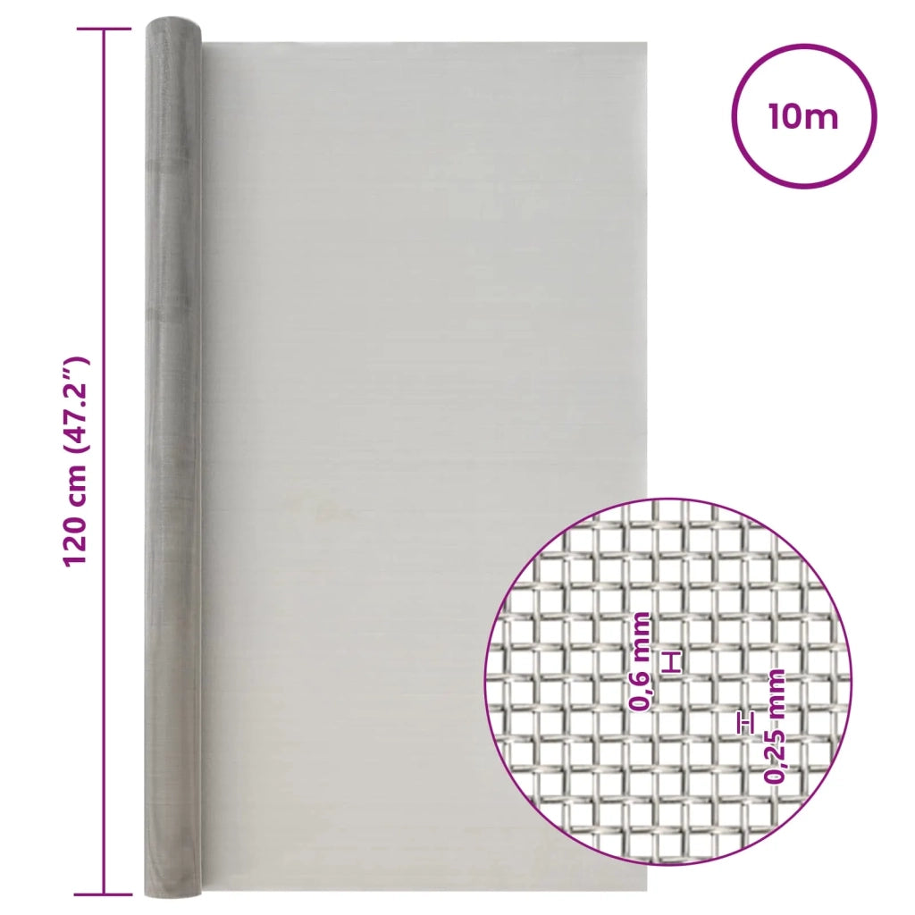 Rete per schermatura 120 x 1000 cm 30 Mesh Argento 42039561