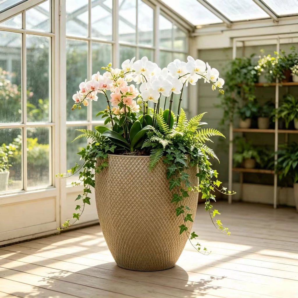 VASO Ø46 CM H 53 CM IN CERAMICA BEIGE