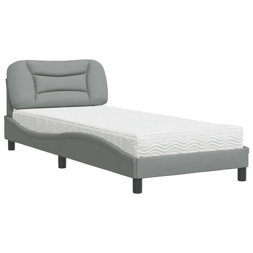 Letto con Materasso Hvar Grigio Chiaro 80x200 cm in Tessuto