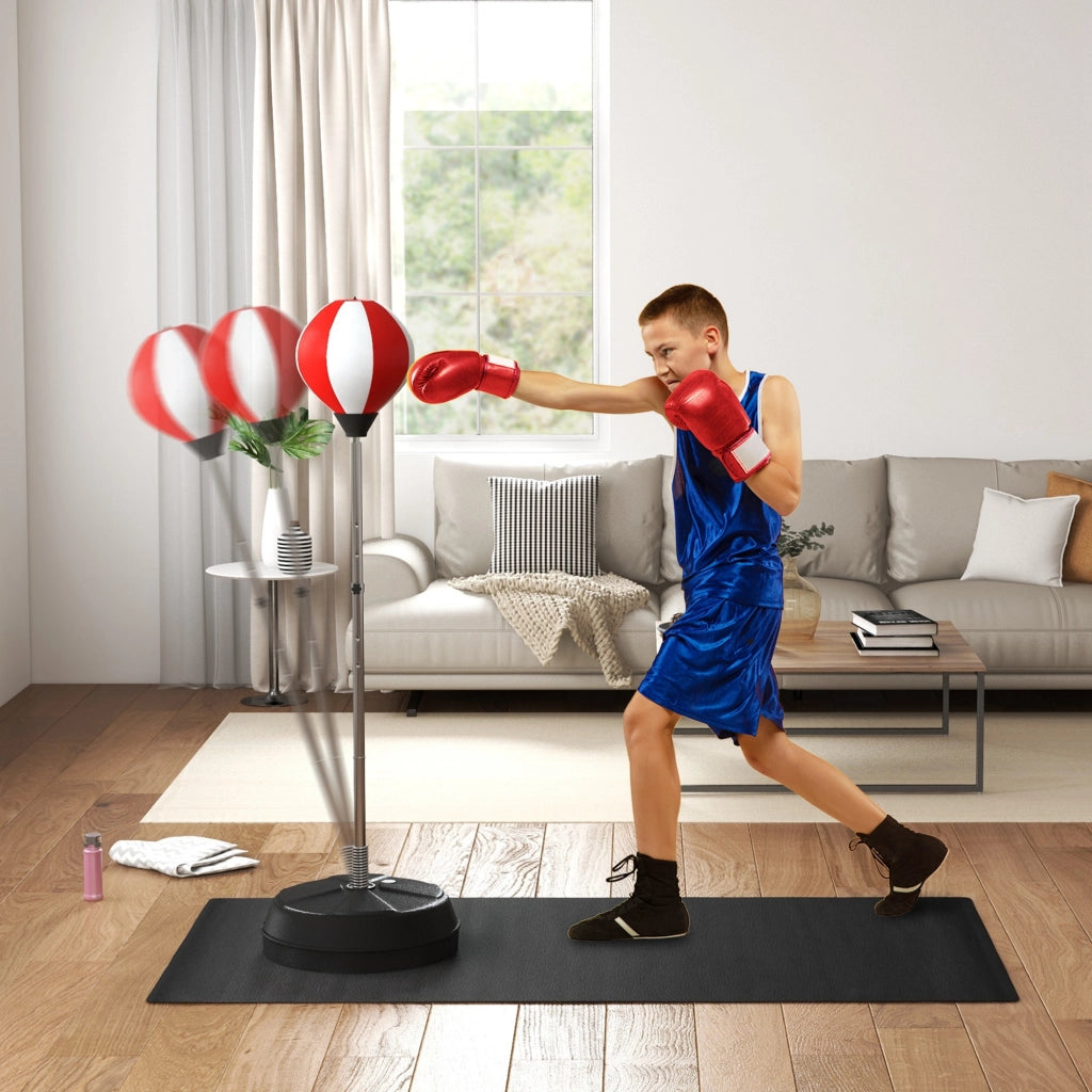 Punching Ball da Terra Regolabile ¨C Minimal ¨C Rosso e Bianco 43x43x126-144 cm