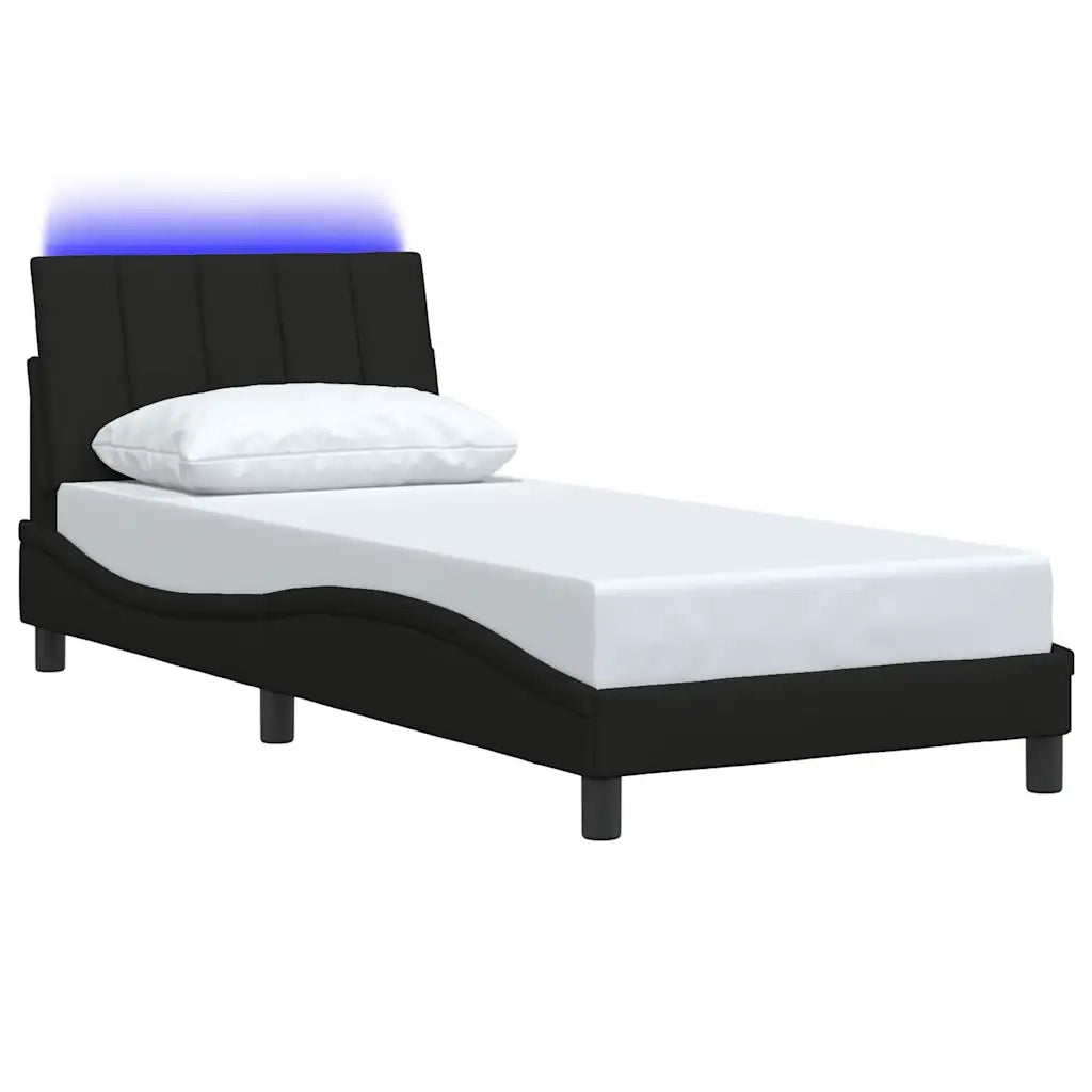 Letto singolo | Letto per adulti | Giroletto senza Materasso Hanko Nero 90x190 cm in Tessuto