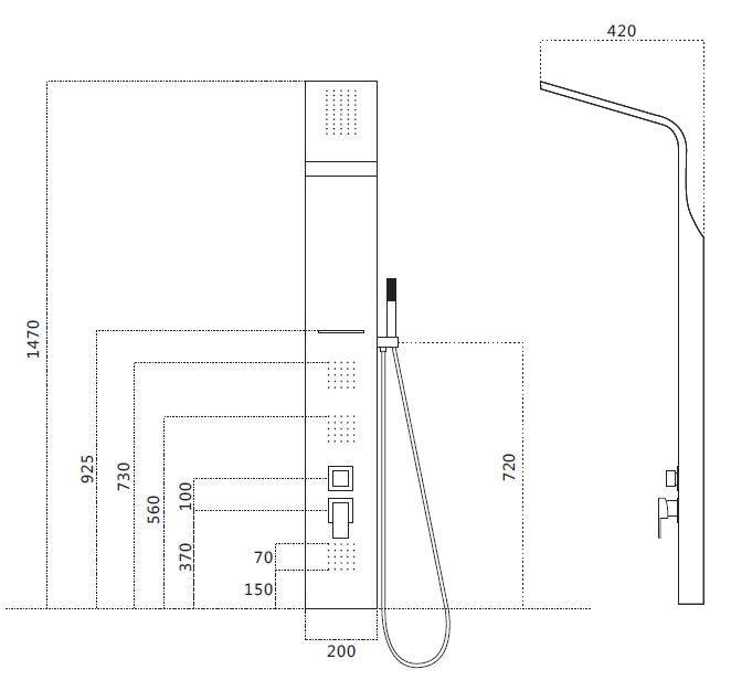 Colonna doccia pannello idromassaggio effetto cascata YH8122 MADRID - Bianco