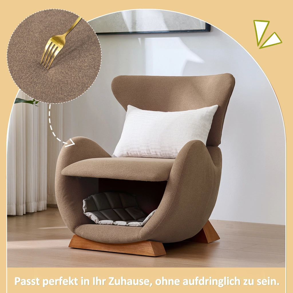 POLTRONA Lounge 66x69x76 cm Marrone in tessuto e legno