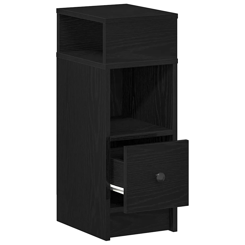 Comodino con Cassetto Nero 25x31x66 cm 858616