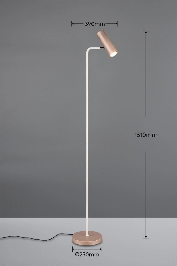 Lampada da terra MARLEY caffè 151cm faretto GU10 Trio