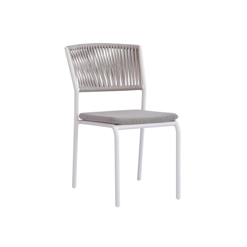 Sedia Modena Set B Alluminio Bianco E Corda Beige Moia