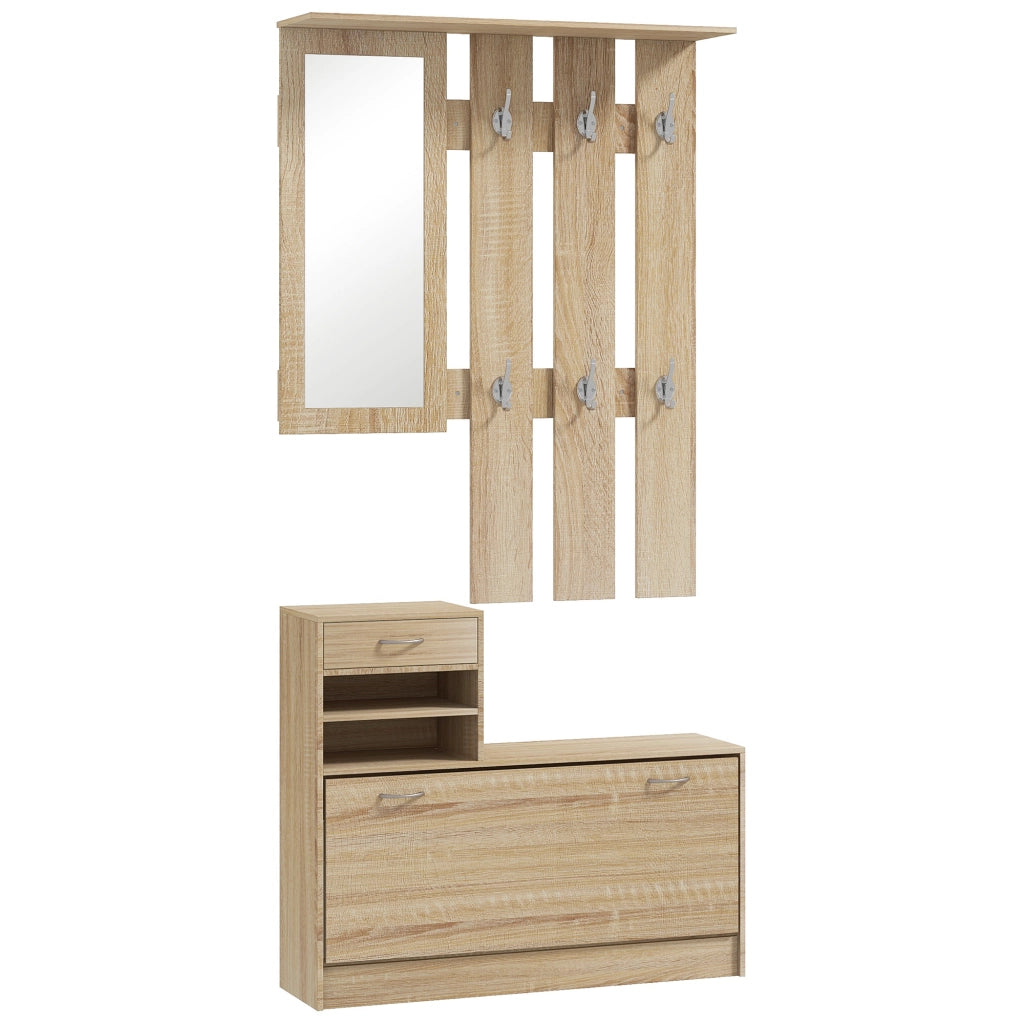 Panchina ingresso con specchio e appendiabiti ¨C Xylo ¨C bianco 90x10x91cm