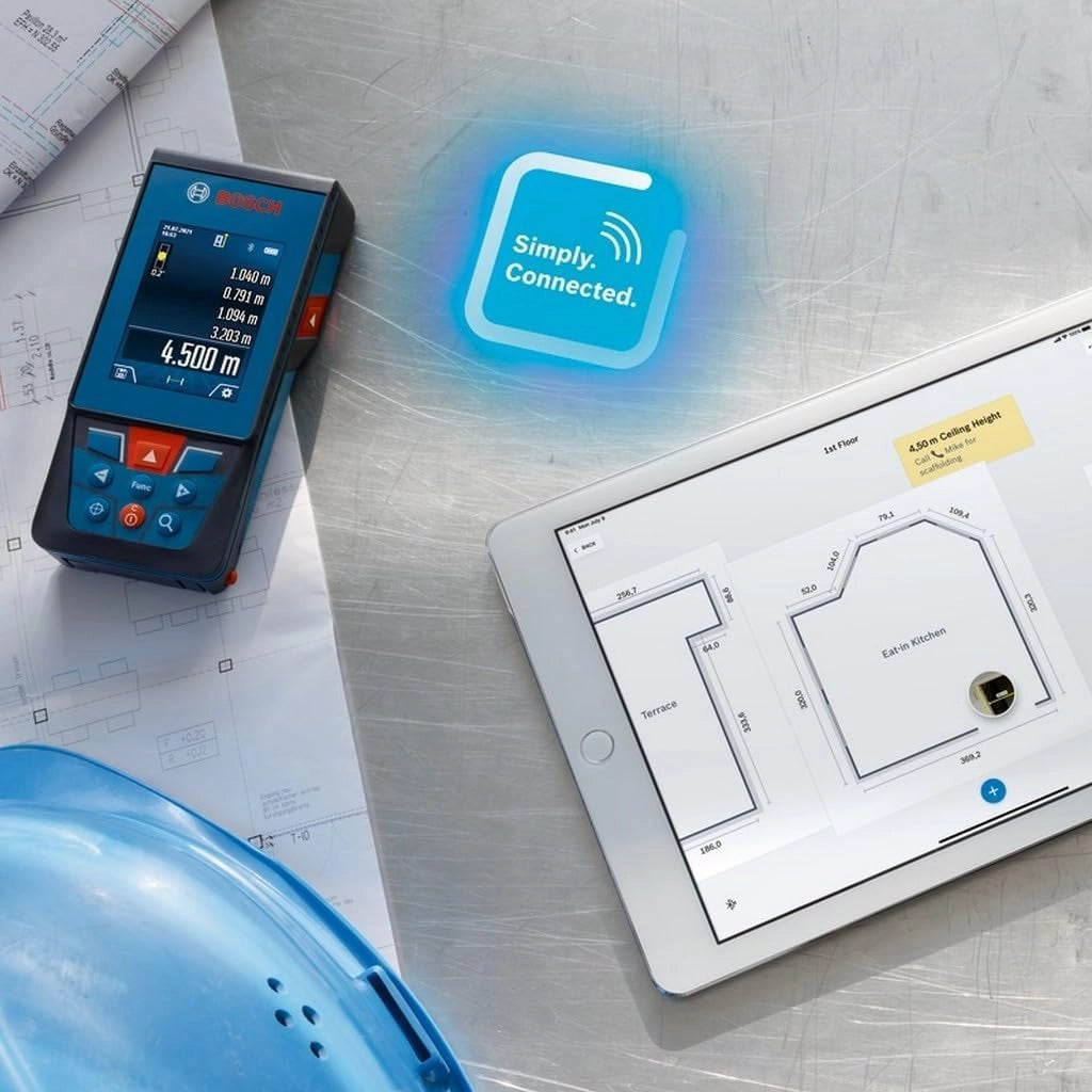 Bosch Professional Metro Laser Distanziometro Laser GLM 100-25 C (telecamera integrata, raggio d'azione: fino a 100 m, robusto, IP54, ± 1,5 mm*, 3 batterie AA, cinturino da polso, custodia)