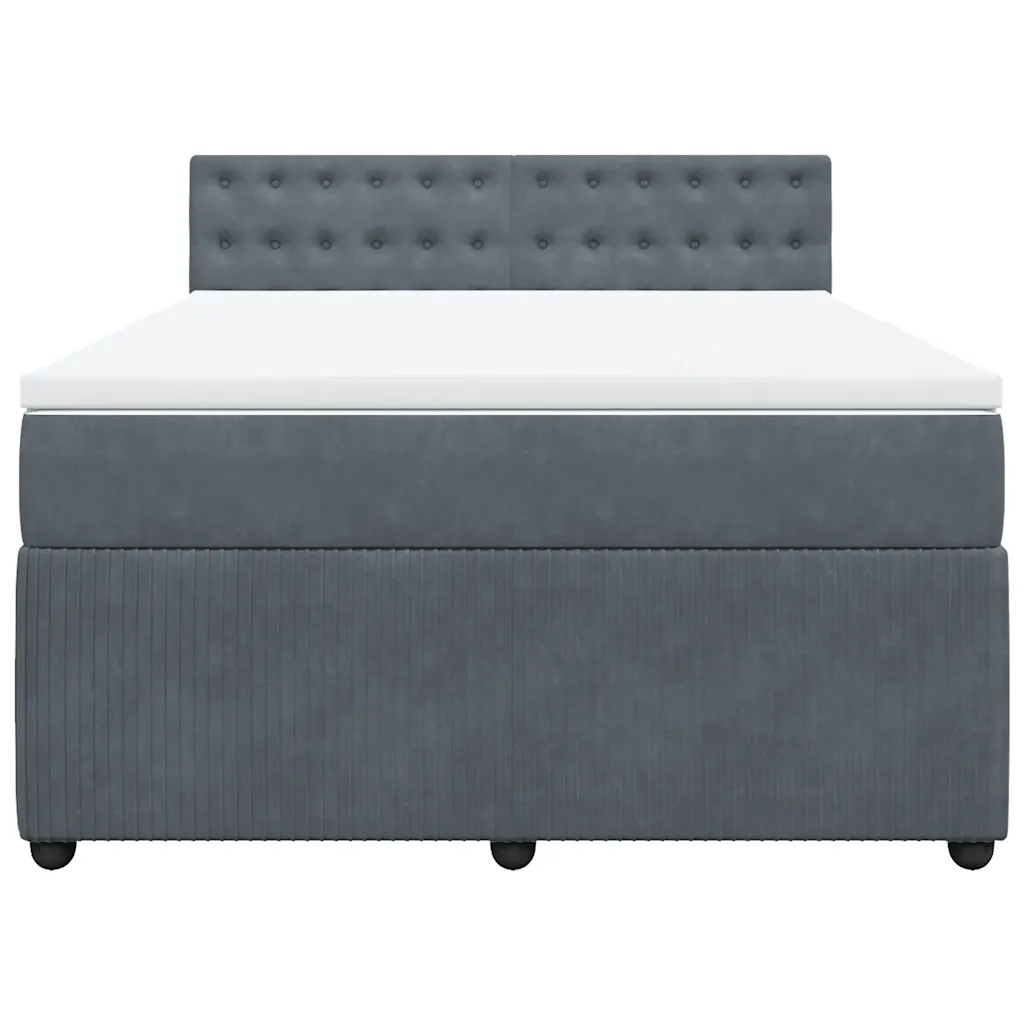 Giroletto a Molle con Materasso Grigio Scuro 160x200 cm Velluto