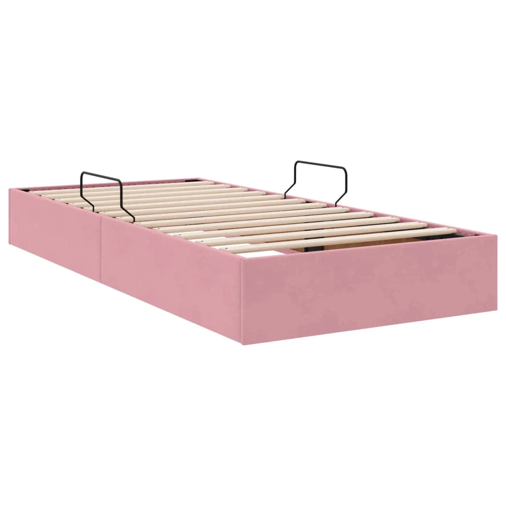 Letto ottomano con archiviazione Rosa 90 x 190 cm Velluto 3442855