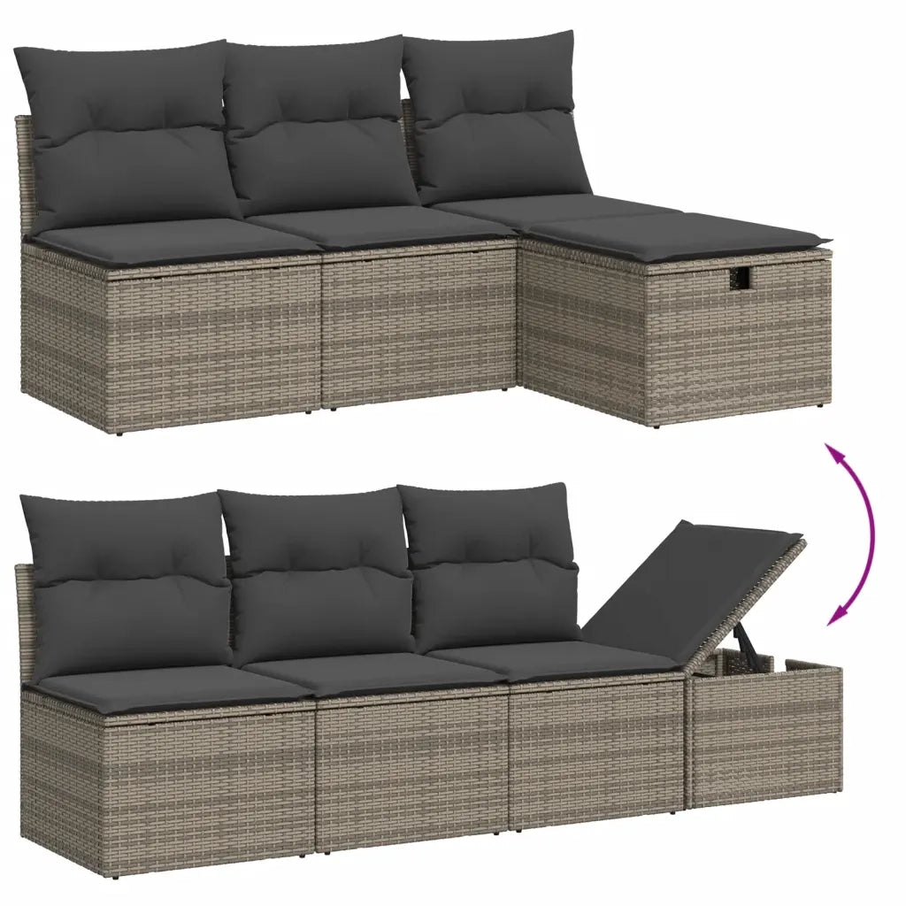 Set Divano da Giardino 8 pz con Cuscini Grigio in Polyrattan 3276161