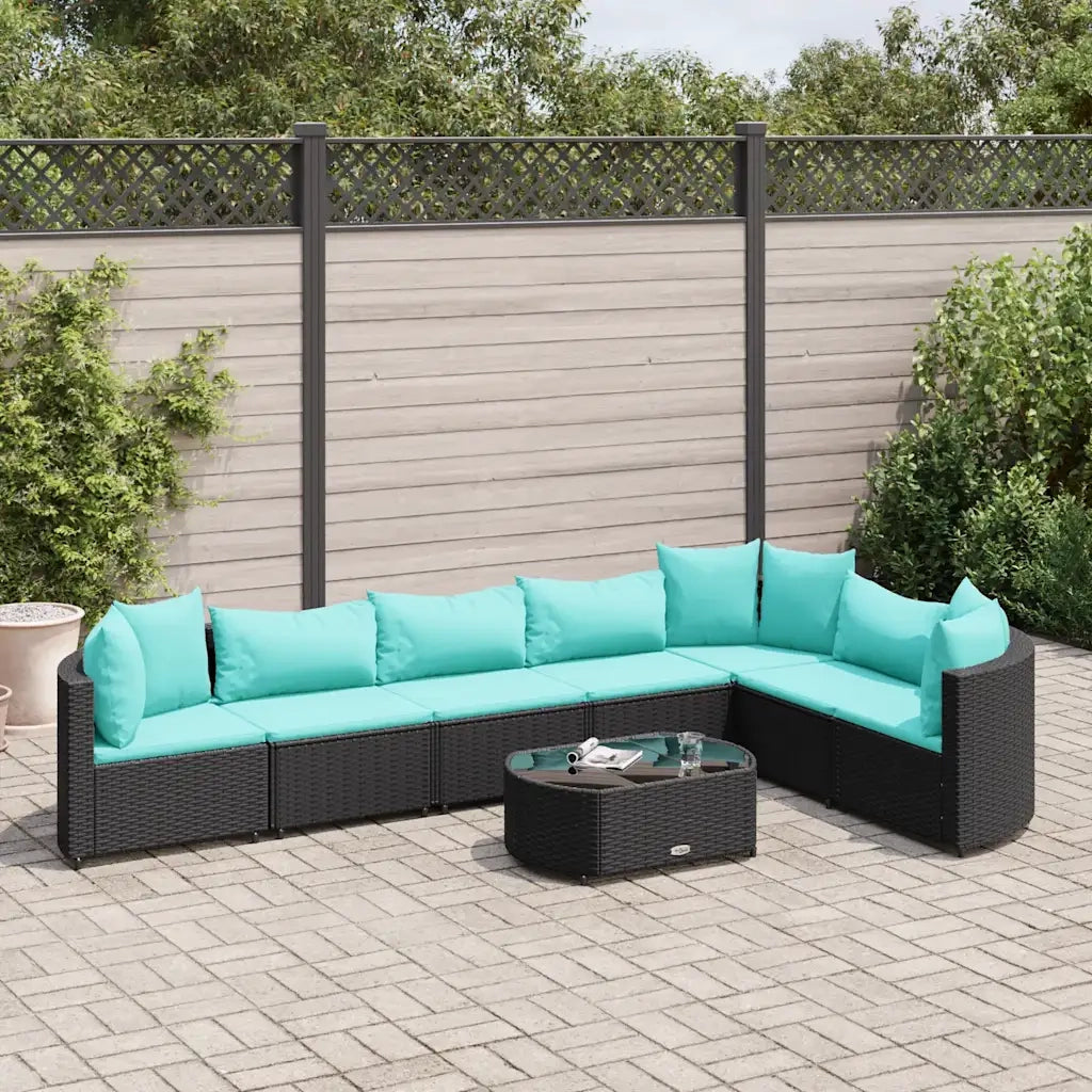 Set Divani da Giardino con Cuscini 8 pz Nero in Polyrattan 3308388