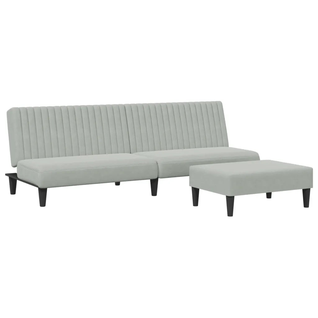 Set di Divani 2 pz Grigio Chiaro in Velluto