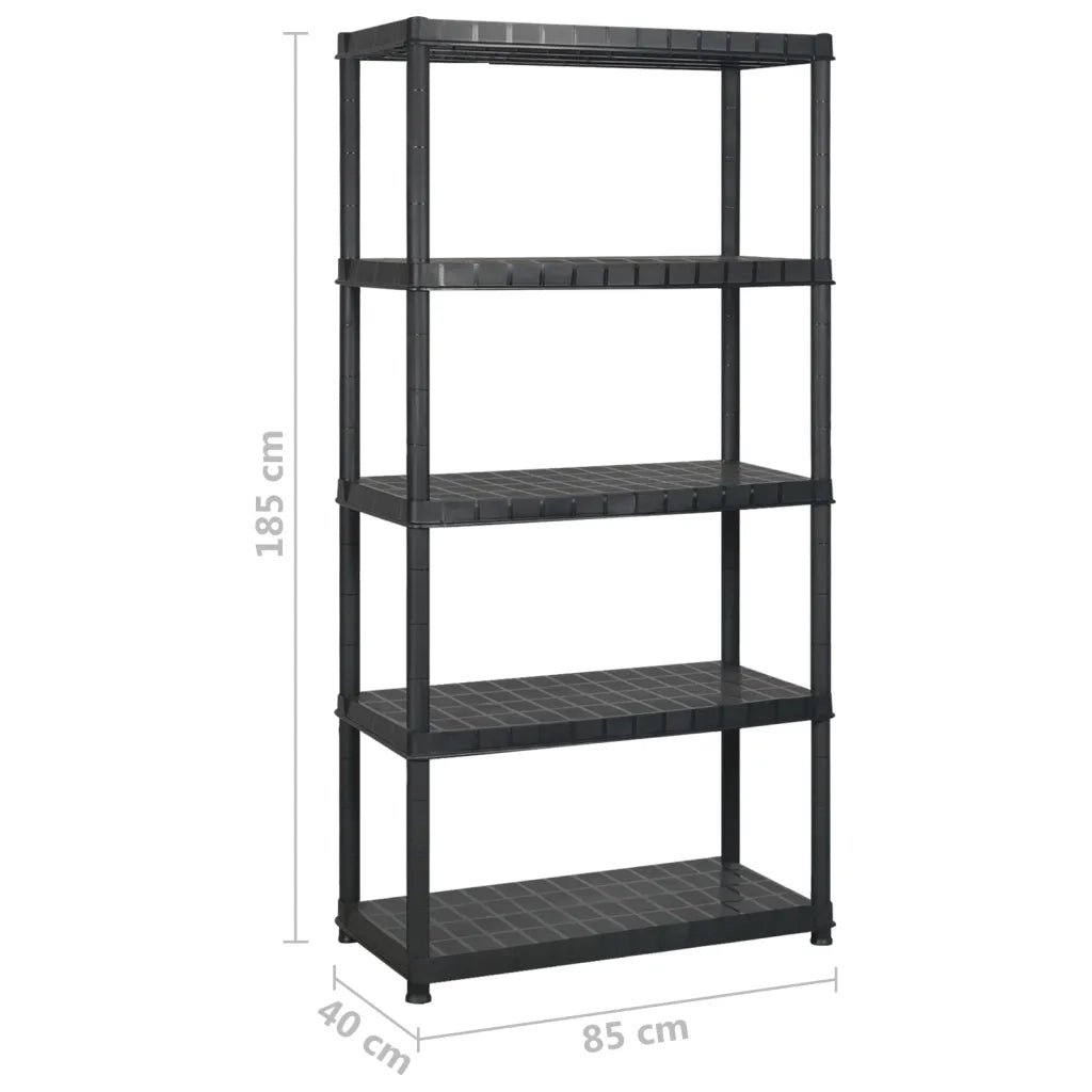 Scaffale a 5 Ripiani Nero 170x40x185 cm in Plastica CFW4605935