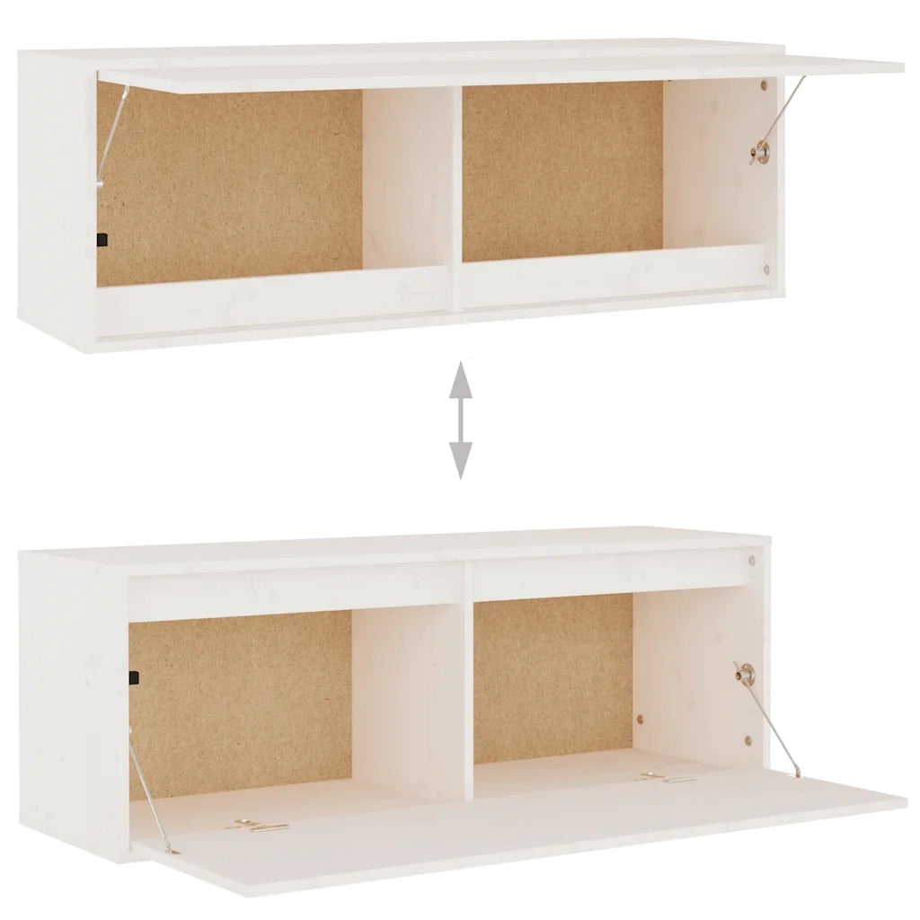 Mobili Porta TV 6 pz-Credenza per TV Bianchi in Legno Massello di Pino