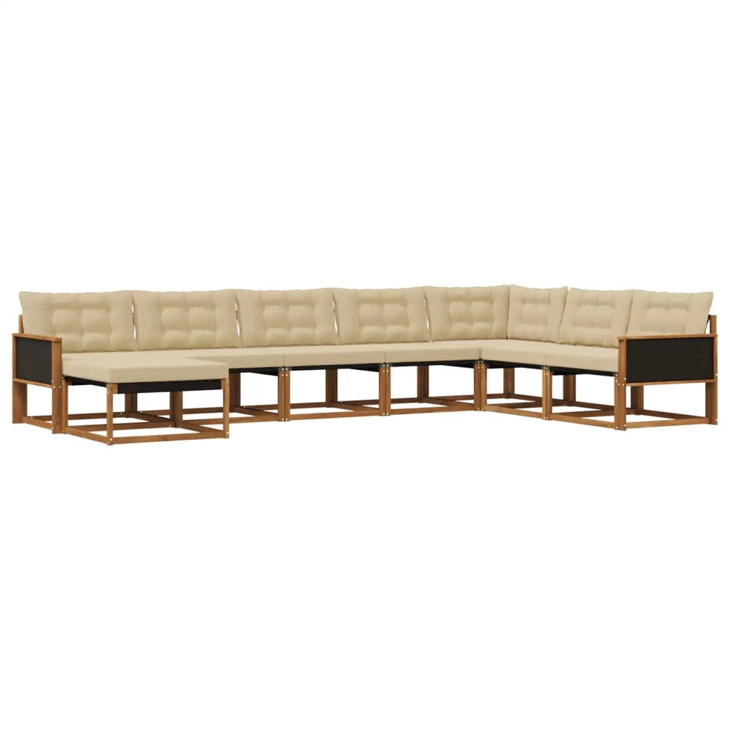 Set di divani da esterno con cuscino 8 pcs Naturale e Beige 3381609