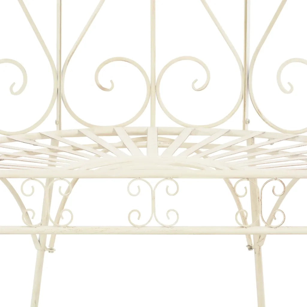 Panchina da Giardino 95 cm in Ferro Bianco Anticato 45432
