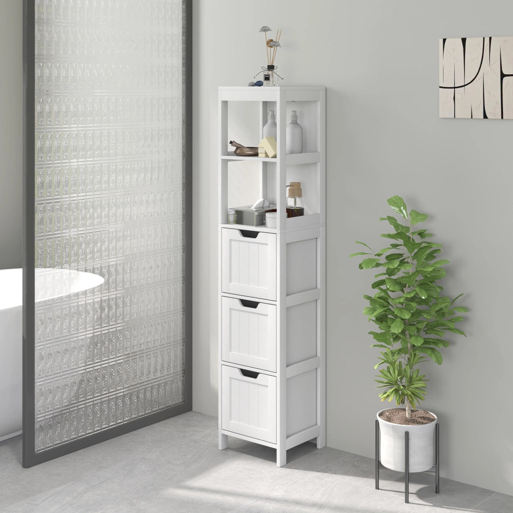 Mobile da Bagno con 2 Ripiani e 3 Cassetti ¨C Zephmum ¨C Bianco