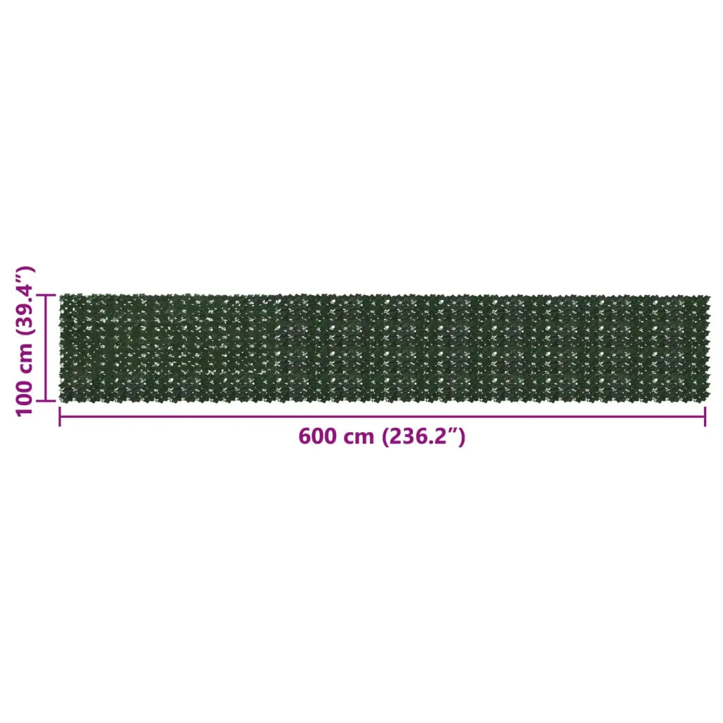 Paravento da Balcone | Schermo per balcone con foglie Verde Scuro 600 x 100 cm