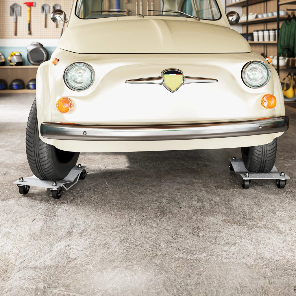 Carrello Sposta Auto 2 Pezzi ¨C Minimal ¨C Argento Metallo Antiscivolo