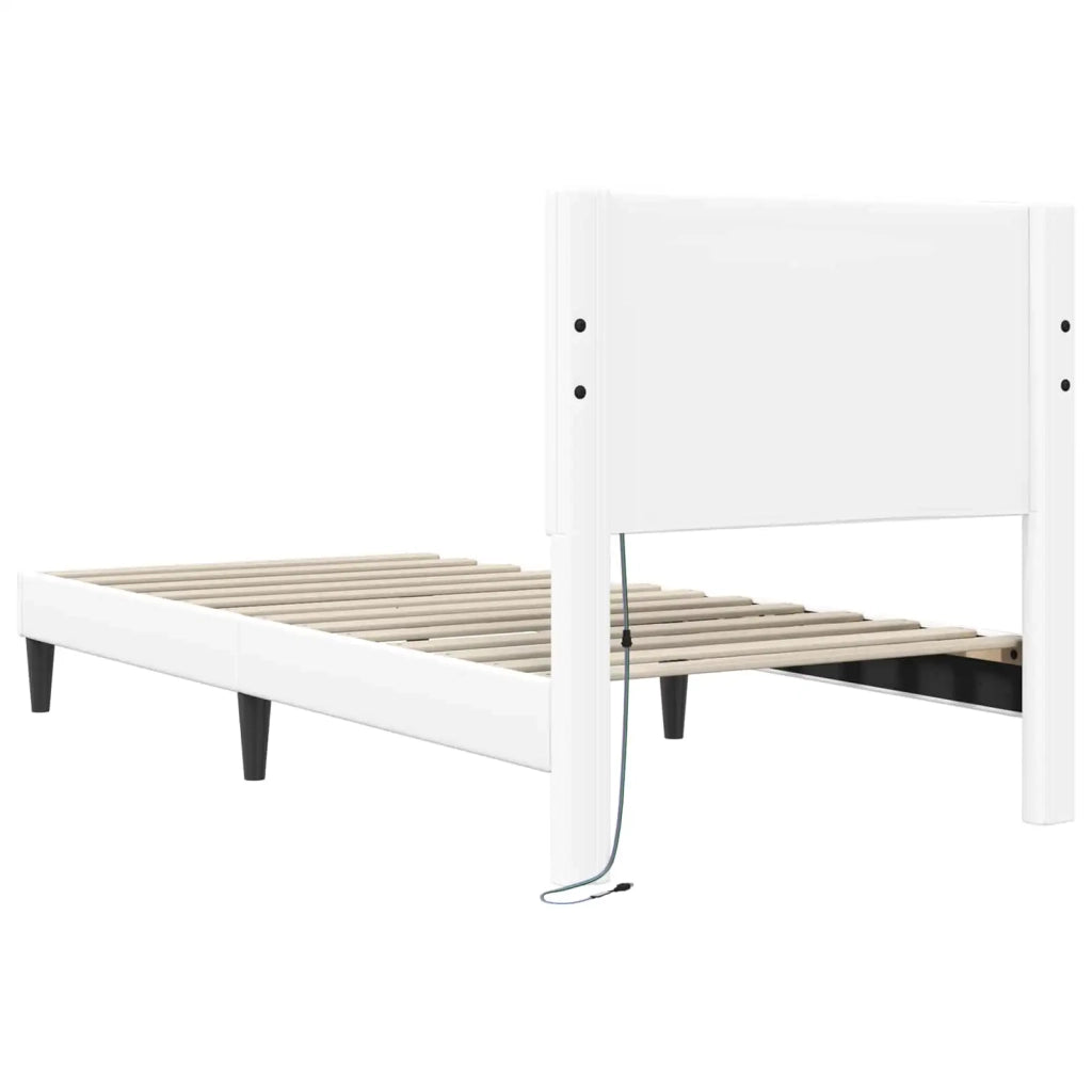 Letto singolo | Letto per adulti | Struttura del letto con testiera Bianco 100 x 200 cm Similpelle