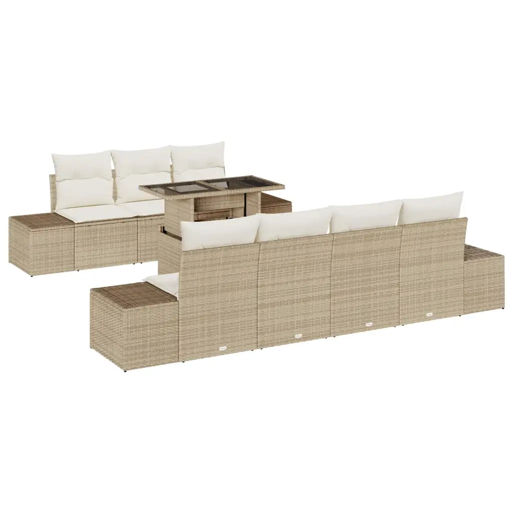 Set di divani con cuscino 8 pcs Beige e Crema polyrattan 3349127