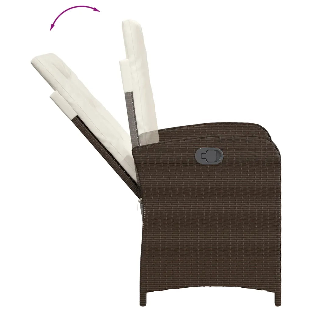 Set da Pranzo da Giardino 5pz con Cuscini in Polyrattan Marrone 3212331