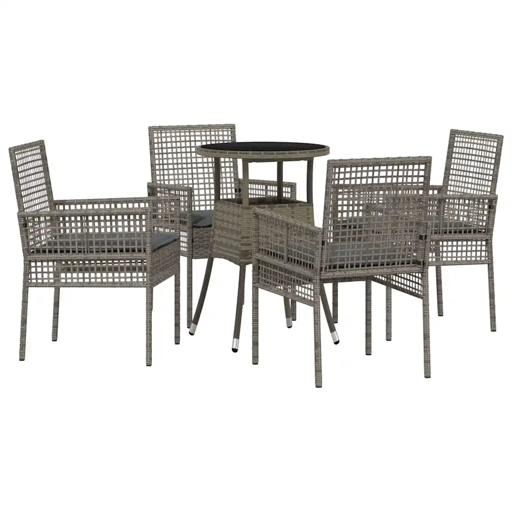Set da Pranzo per Giardino 5 pcs Grigio polyrattan 3334946
