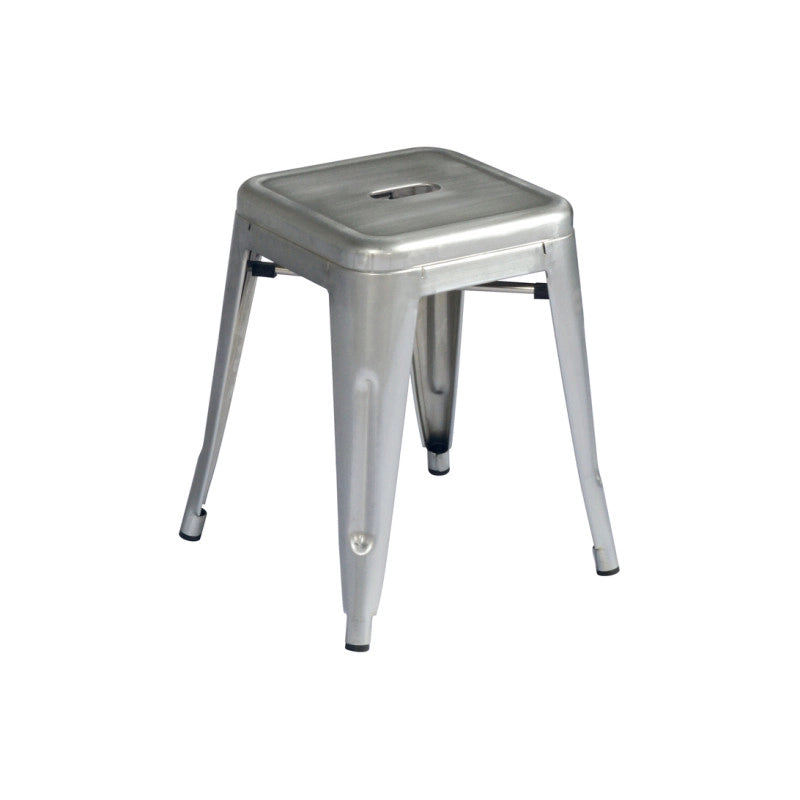 Set Di 4 Sgabelli Basso Impilabile Lamiera Silver Moia