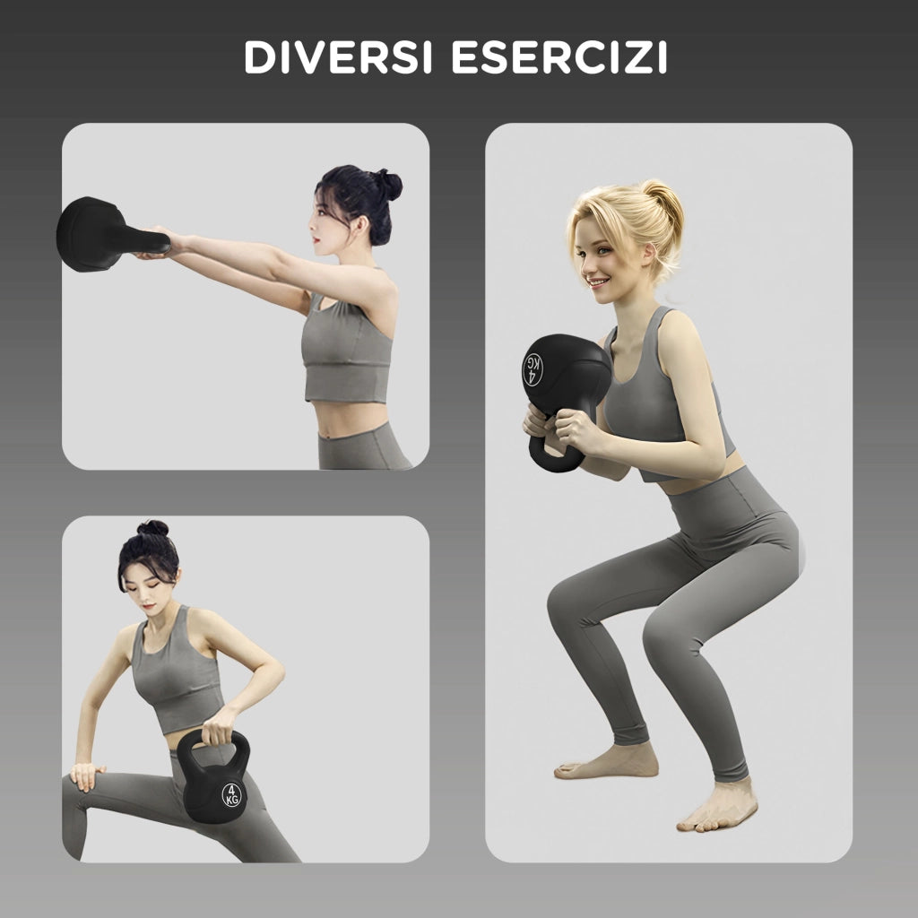 Kettlebell in Plastica e Sabbia ¨C Minimal ¨C Nero 18x12x20 cm