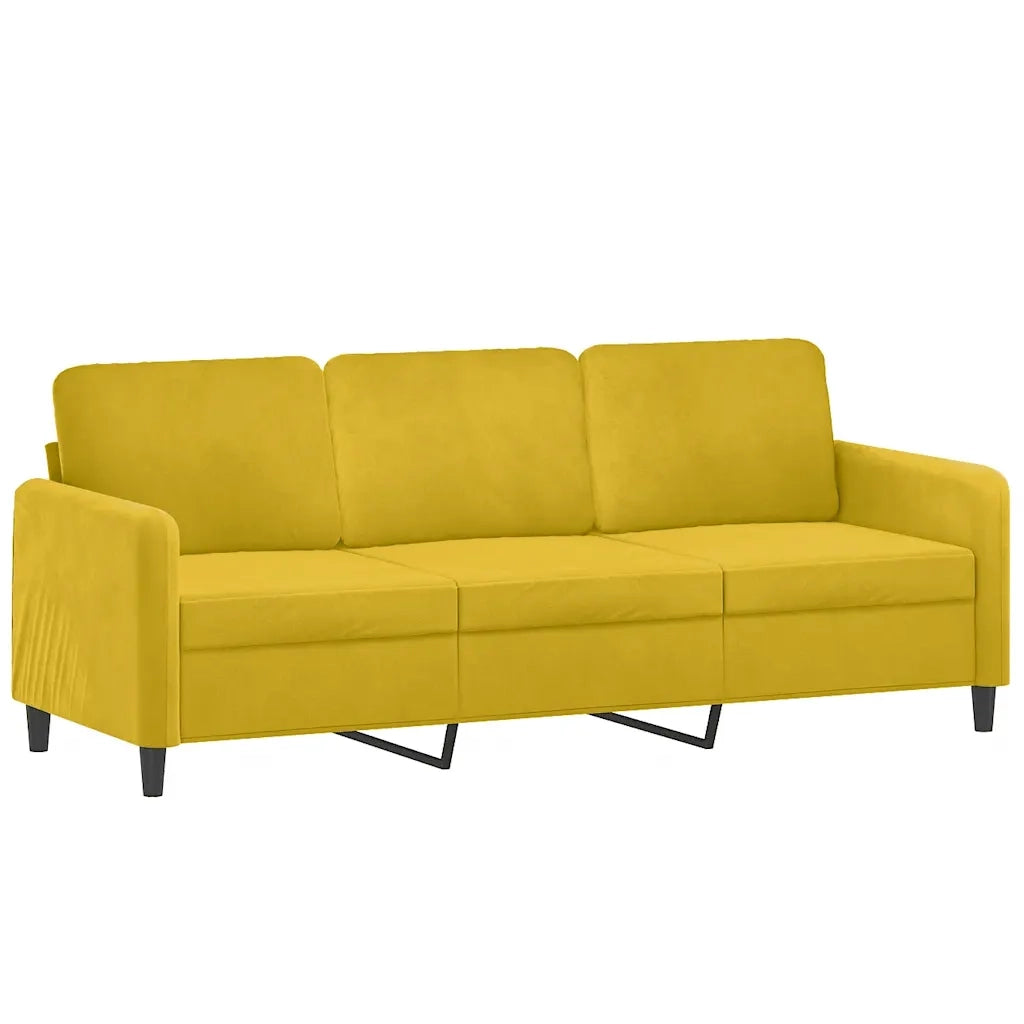 Set di Divani 3 pz con Cuscini Giallo in Velluto 3202050