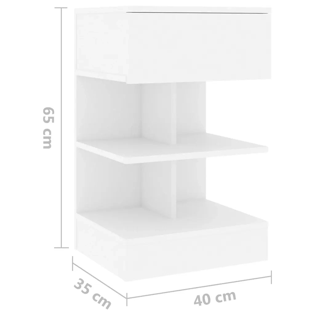 Set di 2 Comodini | Armadio da Notte | Mobiletto da notte Bianchi 40x35x65 cm in Legno Ingegnerizzato
