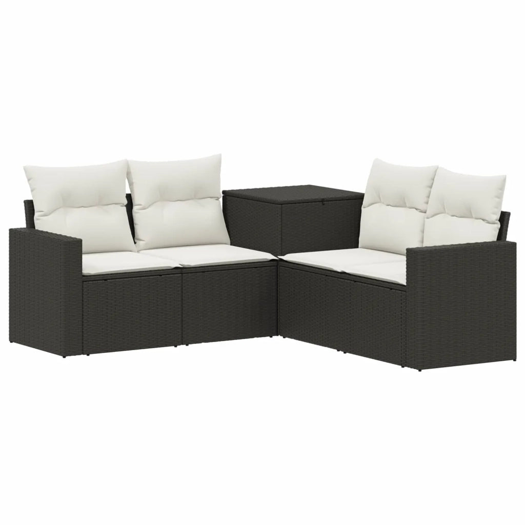 Set di divani 5 pz Nero e Bianco Crema 3447852